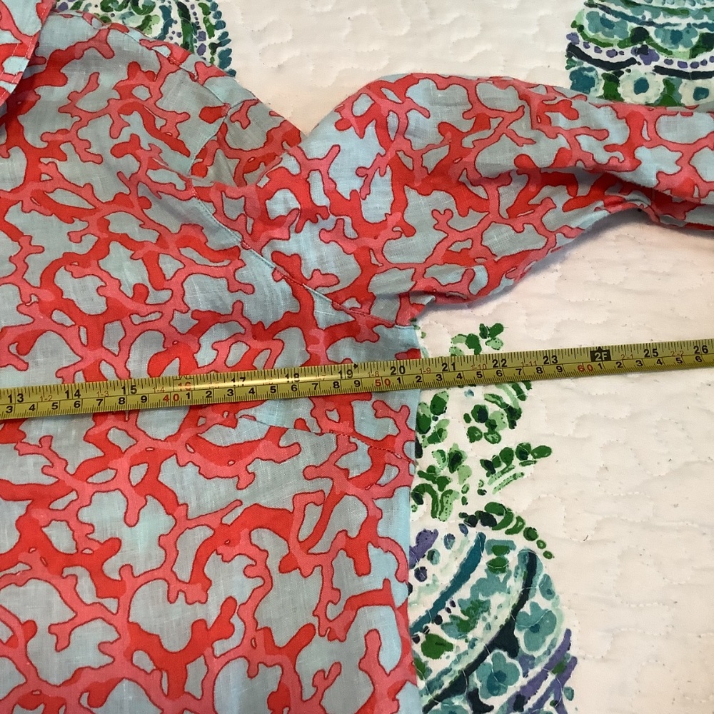 J.McLaughlin Linen Coral Pattern Button Down Blouse - Picture 5 of 8